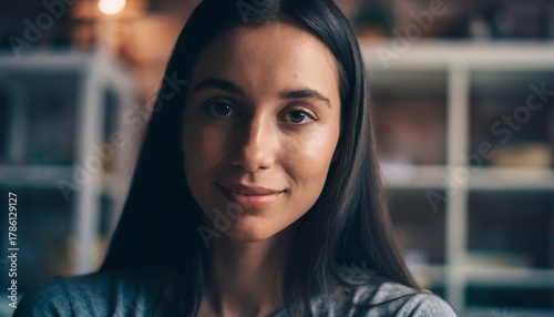 Close-up shot of a woman with long dark hair and a slight smile.