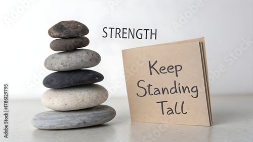 stacked stones balanced on smooth surface  strenght concept