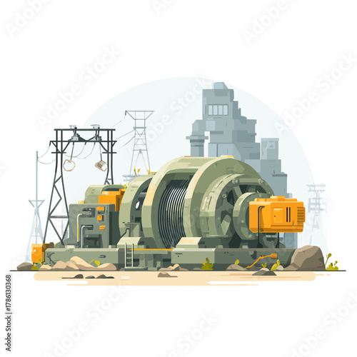 Industrial power generator supplying energy to urban surroundings