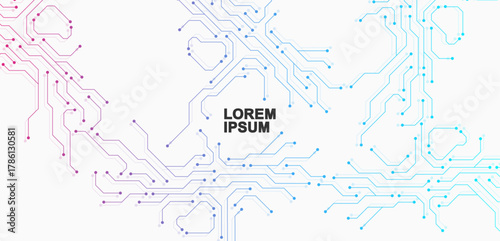 Circuit board digital abstract background. Motherboard technology texture design. AI semiconductor and computer processor on tech bg. Vector illustration