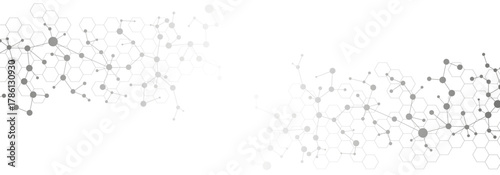 Structure molecule and communication Dna, atom, neurons. Science concept for your design. Connected lines with dots. Medical, technology, chemistry, science background. illustration.