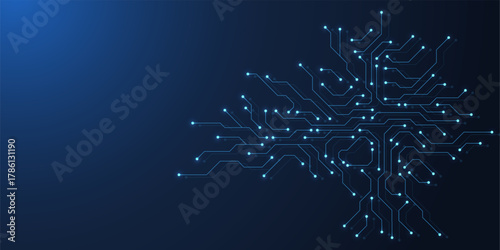 Circuit board digital abstract background. Motherboard technology texture design. AI semiconductor and computer processor on tech bg. Vector illustration