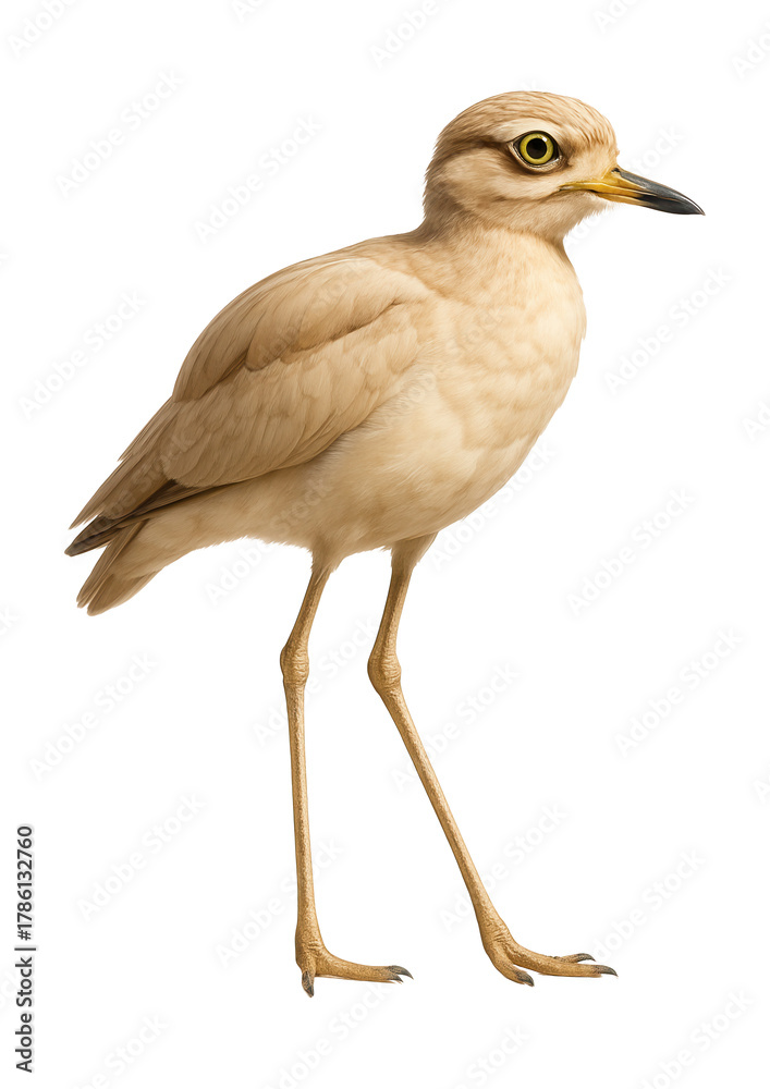 Obraz premium Light-colored bird with long legs and a unique eye stripe.