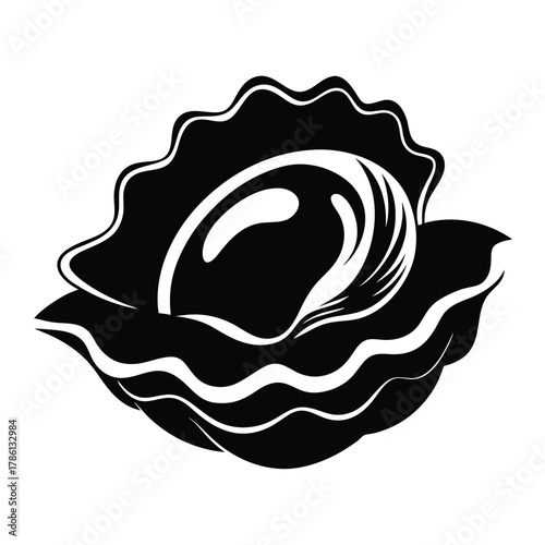 oyster black and white silhouette on white background