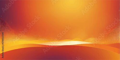 Abstract bright orange and red fiery sunset light over a wavy sky cloudscape