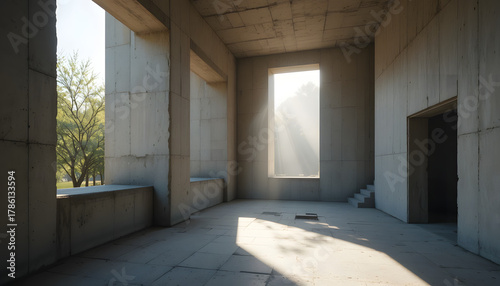 Sunlight Through Brutalist Openings