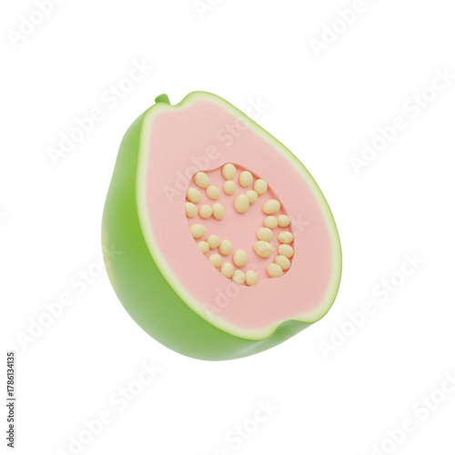 Sliced Guava Fruit A Refreshing and Nutritious 3D Vector Illustration for Culinary Designs