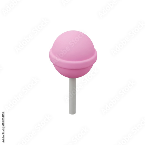 Cute 3D Render of a Pink Lollipop on a White Background