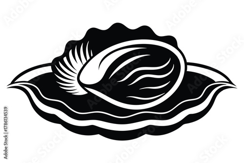 oyster black and white silhouette on white background