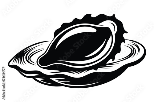 oyster black and white silhouette on white background