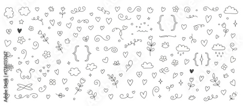 Creative Doodle Patterns, Art Elements, Digital Artwork, Abstract Design, Whimsical, Minimalist, Unique Style