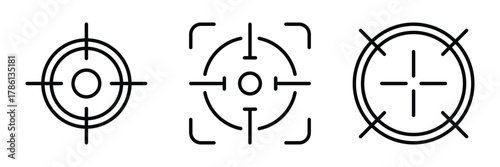 Digital target icon set. Simple set of 3 digital target vector icons for web design isolated on white background