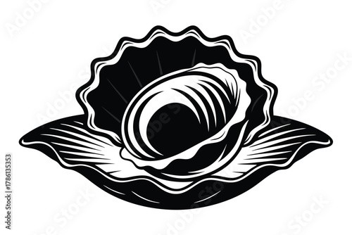 oyster black and white silhouette on white background