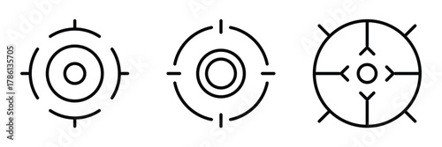 Target icon set in thin line style stock illustration. Crosshair icon symbol set on white background