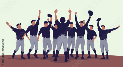 Baseball Team Celebrating Victory