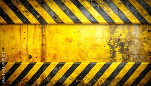 Wallpaper Mural Grungy industrial background with distressed yellow center and black-yellow hazard stripes. Torontodigital.ca