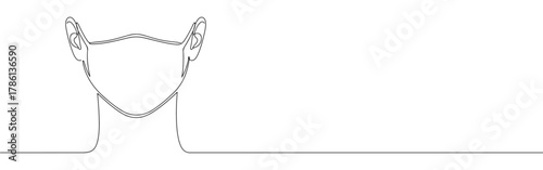 Continuous one line drawing of a face mask. Concept of protection, health and safety