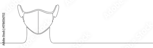 Continuous one line drawing of a face mask. Concept of protection, health and safety