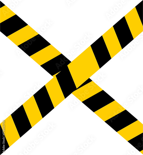 Caution Warning Tape Barrier Black And Yellow Stripes Crossing On White Background Danger Zone Sign Tape