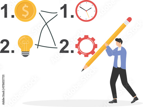 switch tasks or plans, set new priority concept,
