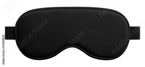 Black sleeping eye mask front view isolated on transparent background