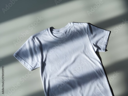 Plain white T-shirt isolated on soft shadow background