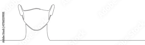 Continuous one line drawing of a face mask. Concept of protection, health and safety