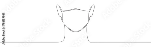 Continuous one line drawing of a face mask. Concept of protection, health and safety