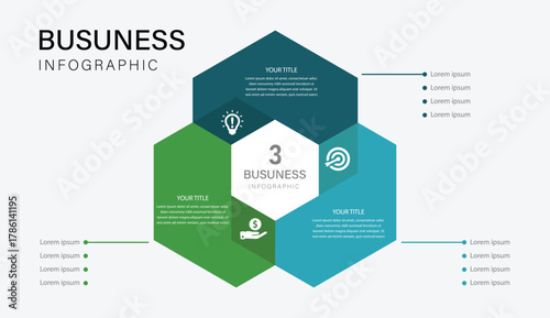 Modern Hexagon Business Infographic Template for Presentation and Marketing Design