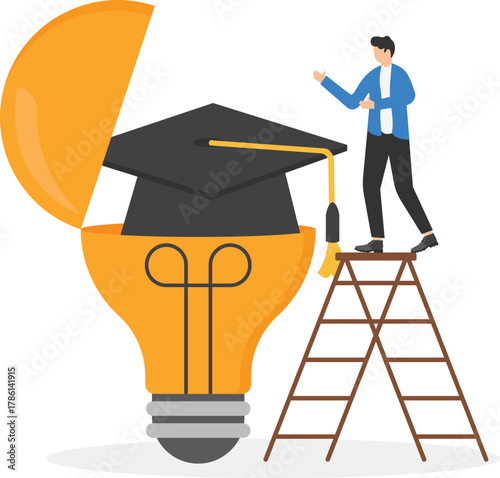 Knowledge accumulation, continuous learning for success or improvement, education to enhance skills concept,
