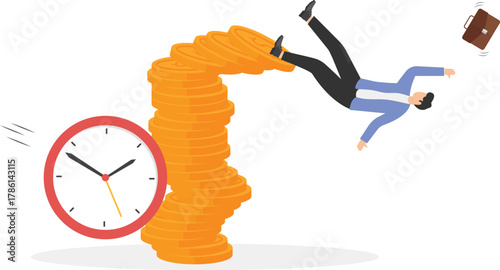 Impact of global economic recession on business, company revenue and profit decline, financial domino effect concept,
