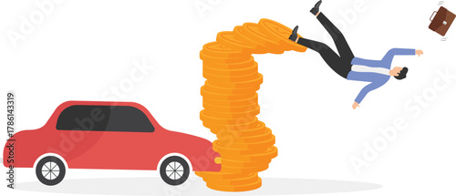 Impact of global economic recession on business, company revenue and profit decline, financial domino effect concept,
