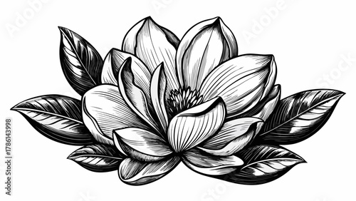 black and white lotus flower