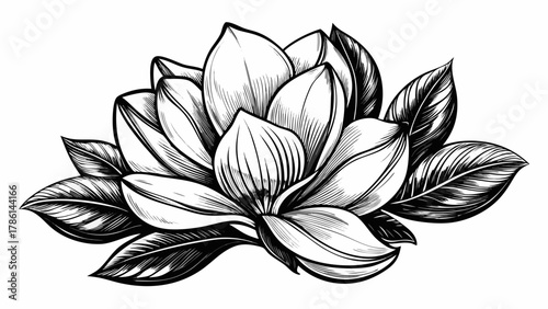 black and white lotus flower