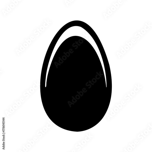 Stylized Black Silhouette of an Egg with Outline Against White Backdrop