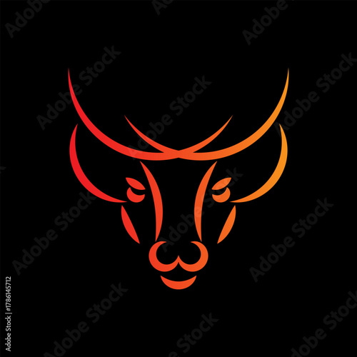 Bull abstract logo modern style. Bull head line art logo design. Vector illustration. 
