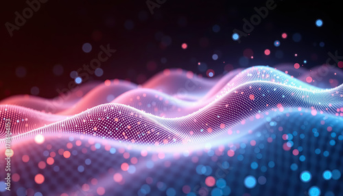 Stunning digital landscape with flowing data points for technology modern science and futuristic concepts background