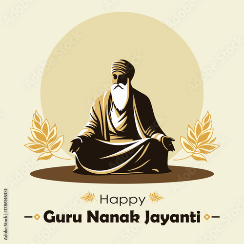 Happy Guru Nanak Jayanti digital illustration design