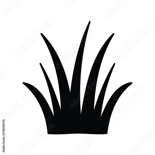 Silhouette of lush green grass against a clean white background in isolation