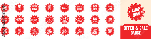 Offer and Sale vector badge set. Shop, discount, black friday tags.