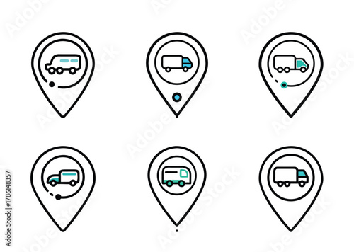 Delivery Service Location Pin Icons for Mobile App and Web Design