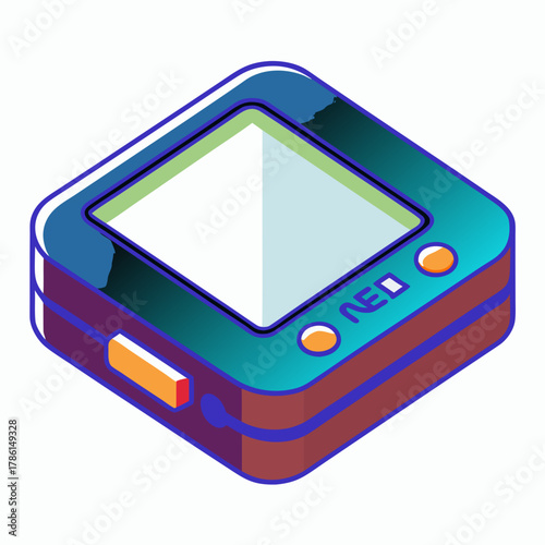Retro digital pet handheld gaming device with vibrant buttons and sleek screen, evoking nostalgia and fun for collectors and gamers