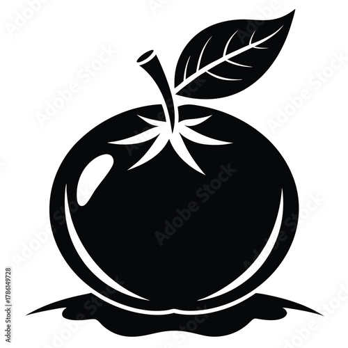 monk fruit black and white silhouette on white background
