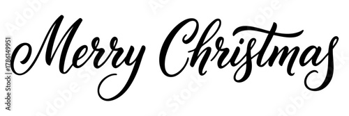 Merry Christmas lettering design. Seasonal greeting card template. A calligraphic hand written inscription