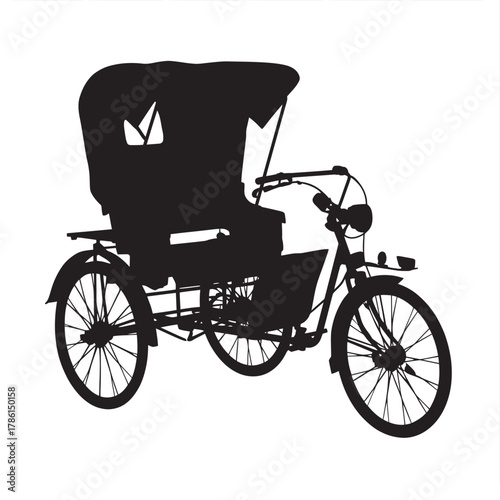 Silhouette of a rickshaw