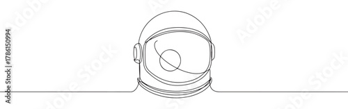 Continuous one line drawing of an astronaut helmet. Concept of space exploration, science and future