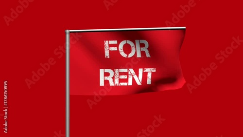 For rent text on red flag. Suitable for property, apartement banner