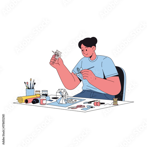 Crafting Creativity A Young Person's Joyful Hobby in Making a Model