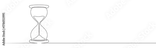 Continuous one line drawing of an hourglass. Concept of time, measurement and urgency