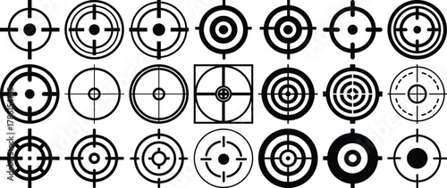 Collection of Target and Crosshair Icons for Aim and Focus Concepts